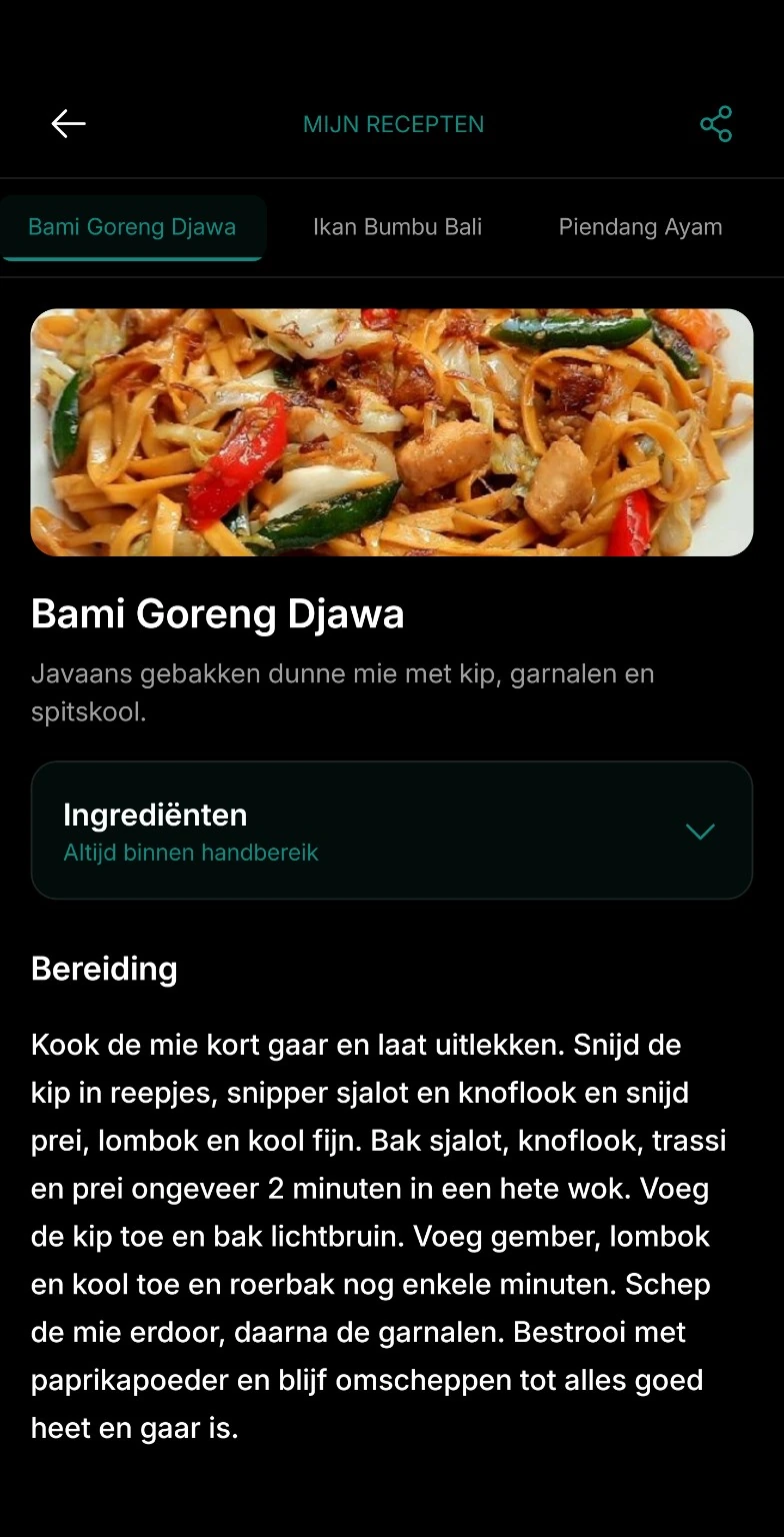 Kookboek met recepttabs